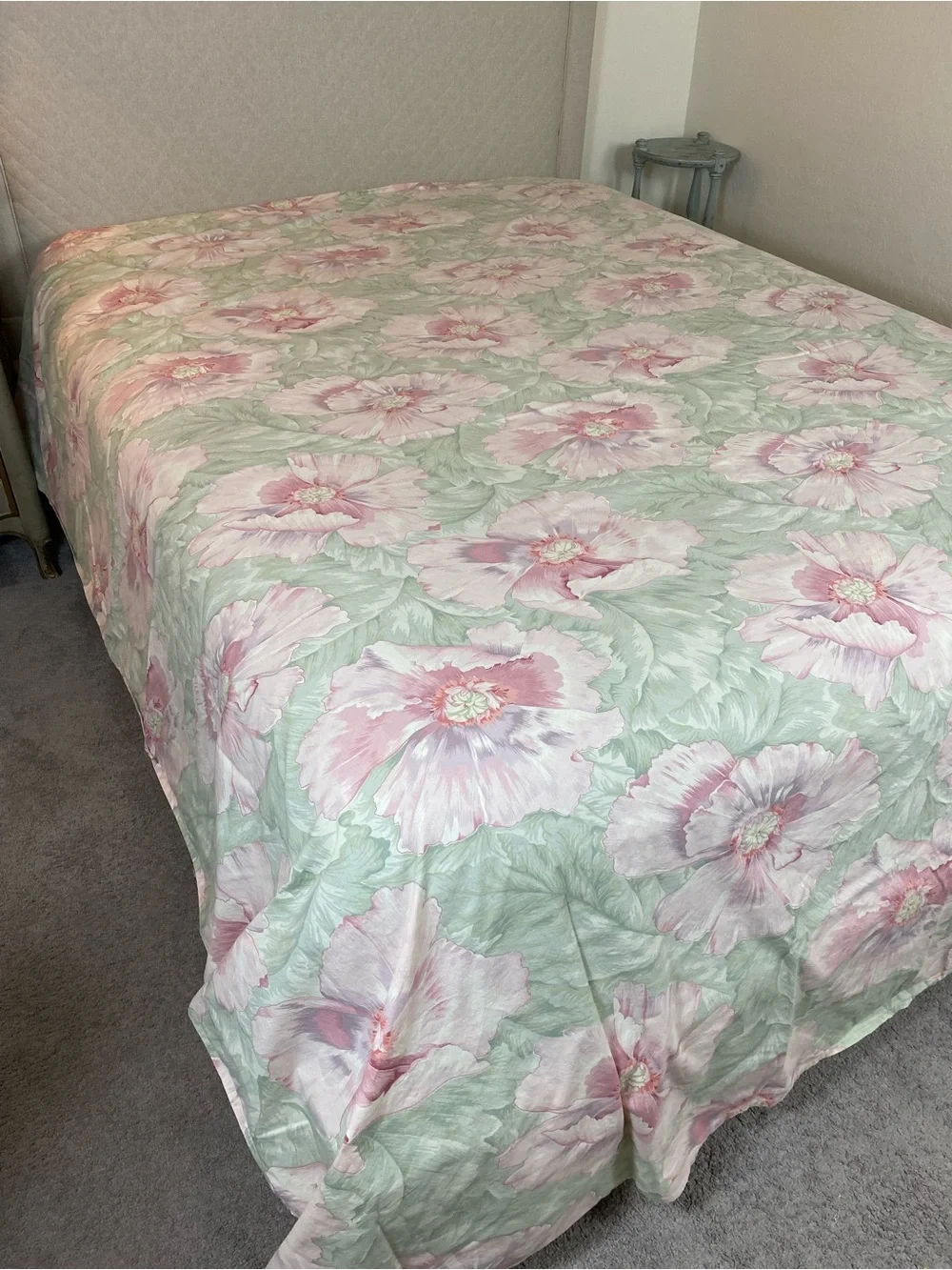 Vintage Blossom Garden Pink & Sage Comforter Martex cotton Flat Sheet